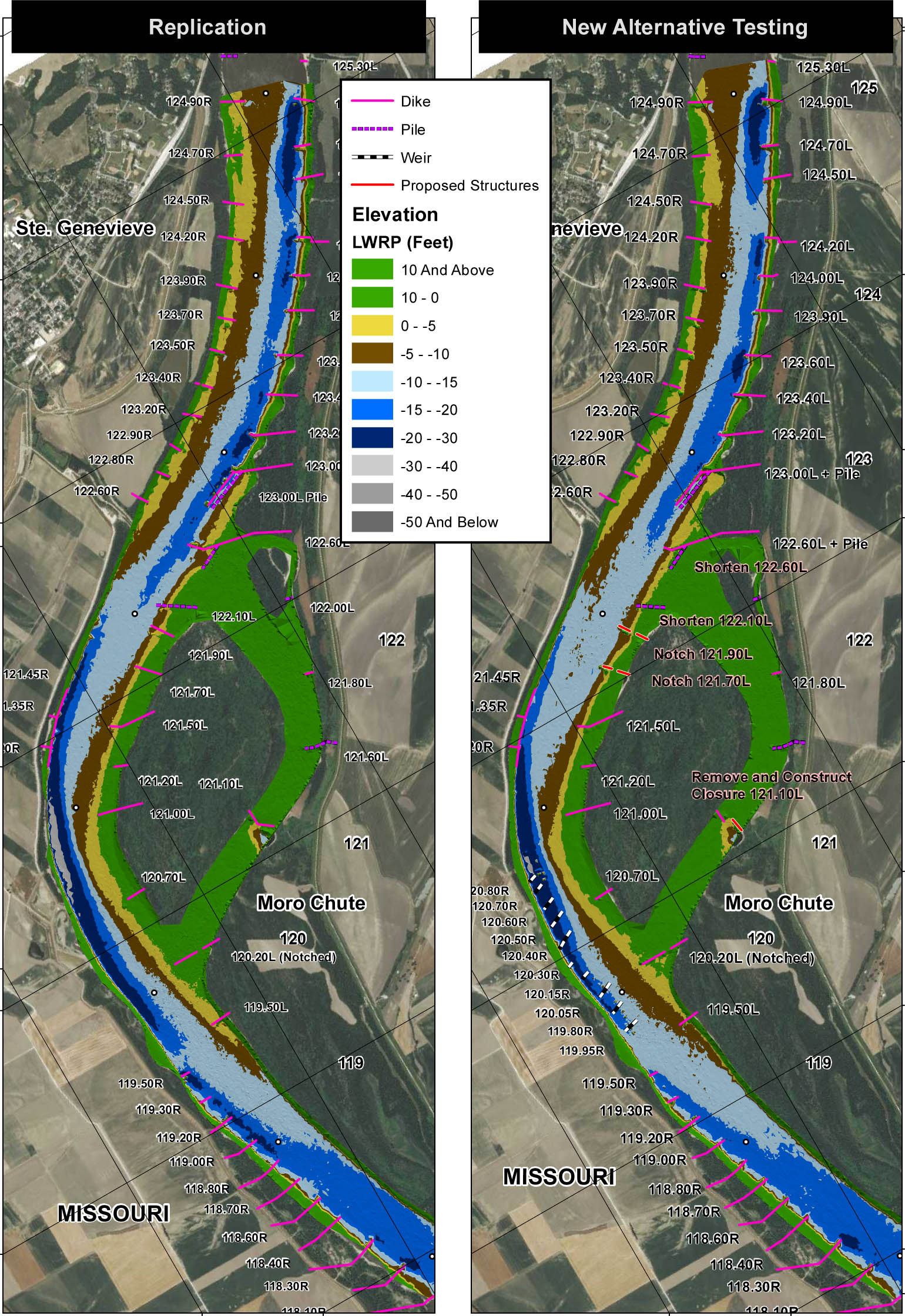 Figure - Test 4 - Two Rootless Dikes, Two Shortened Dikes, and Closure Structure Angled Upstream